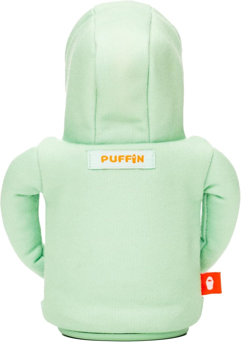 PUFFIN جاكيت مشروب هودي - 12 أونصة عازل للعلب - عازل زجاجات البيرة وعلب الصودا، يحافظ على المشروبات باردة، لون البحر/المشمش - Image 3